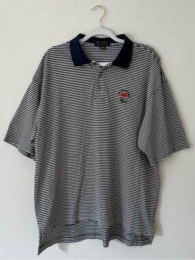Byron Nelson Eleven Straight Striped Golf Polo Kiawah Island, Navy & White – XL